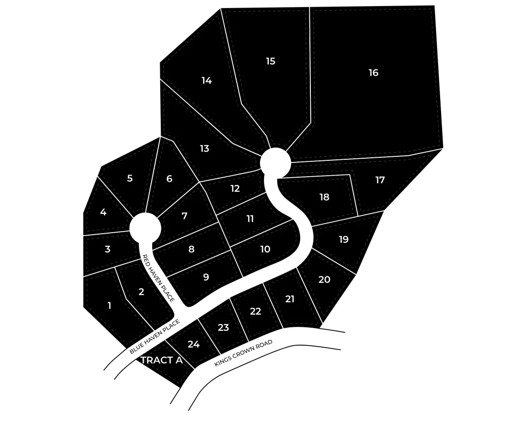 The Haven lot map of all 24 homesites